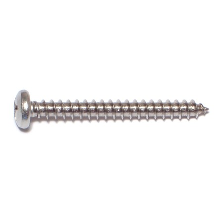 Midwest Fastener Sheet Metal Screw, #12 x 2 in, 18-8 Stainless Steel Pan Head Phillips Drive, 50 PK 53566